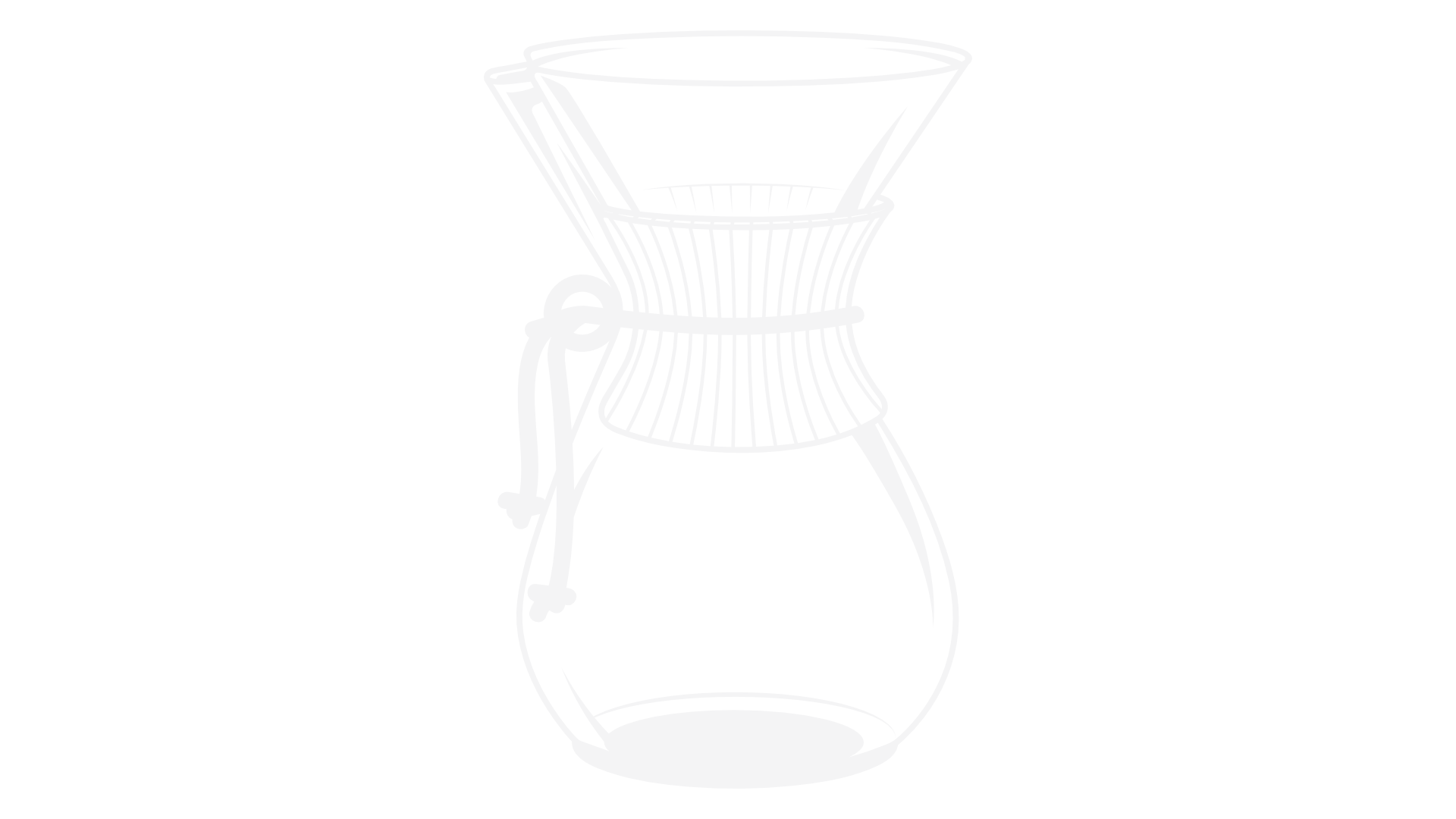 White line illustration of a Chemex pour-over coffee maker